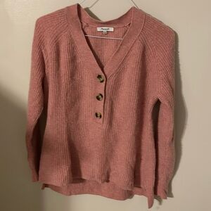 Madewell Dusty Rose Pink Button Sweater - Small